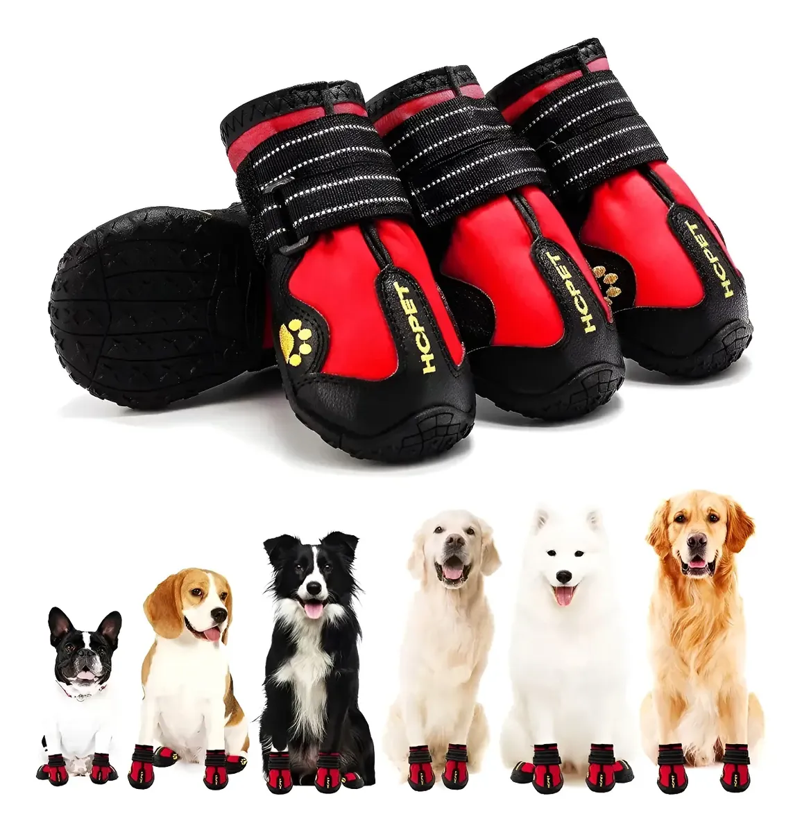 4 Piezas Zapatos Botas Impermeables Reflectante Para Perros