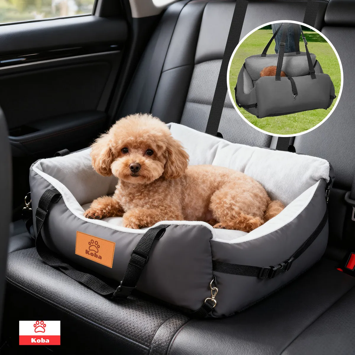 Cama Mascota Portatil Tipo Asiento De Auto Para Perros Gatos Color Gris Oscuro Diseño Cama Mascota Para Viajes